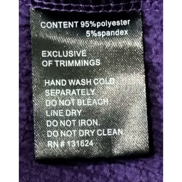 Calessa Size XL Colorblock Raglan Sleeve Purple Blouse Patterned Bell Sleeves - Picture 7 of 7